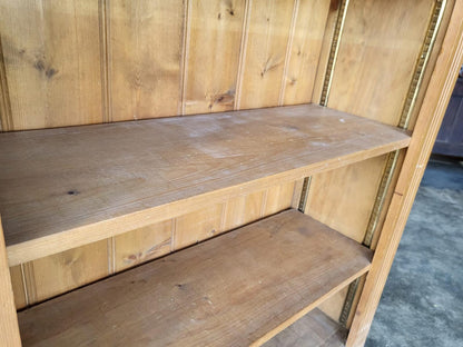 Tall pine open bookcase adjustable shelves cornice