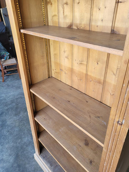 Tall pine open bookcase adjustable shelves cornice