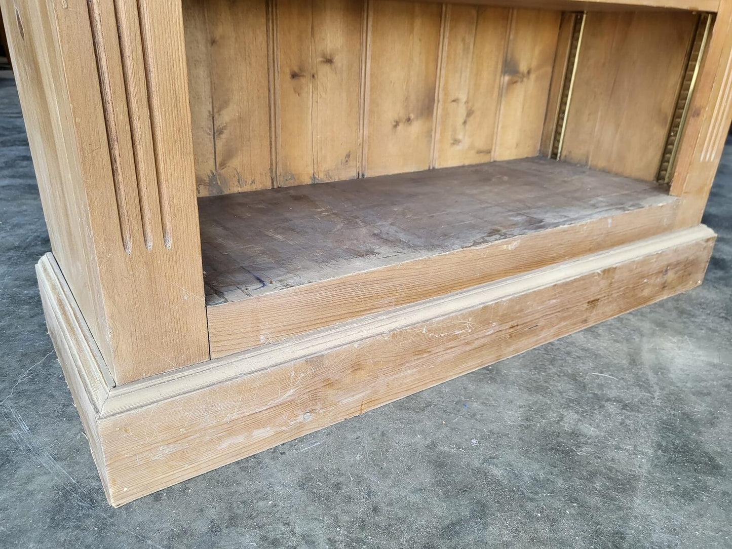 Tall pine open bookcase adjustable shelves cornice