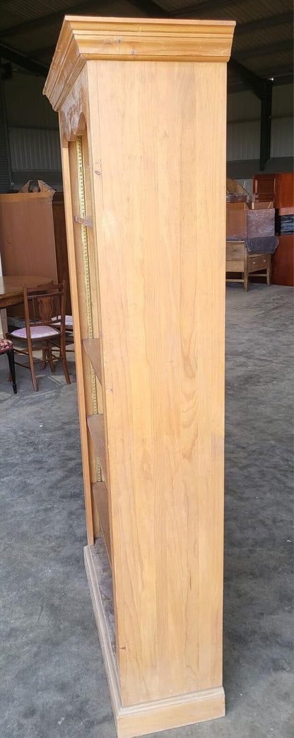Tall pine open bookcase adjustable shelves cornice