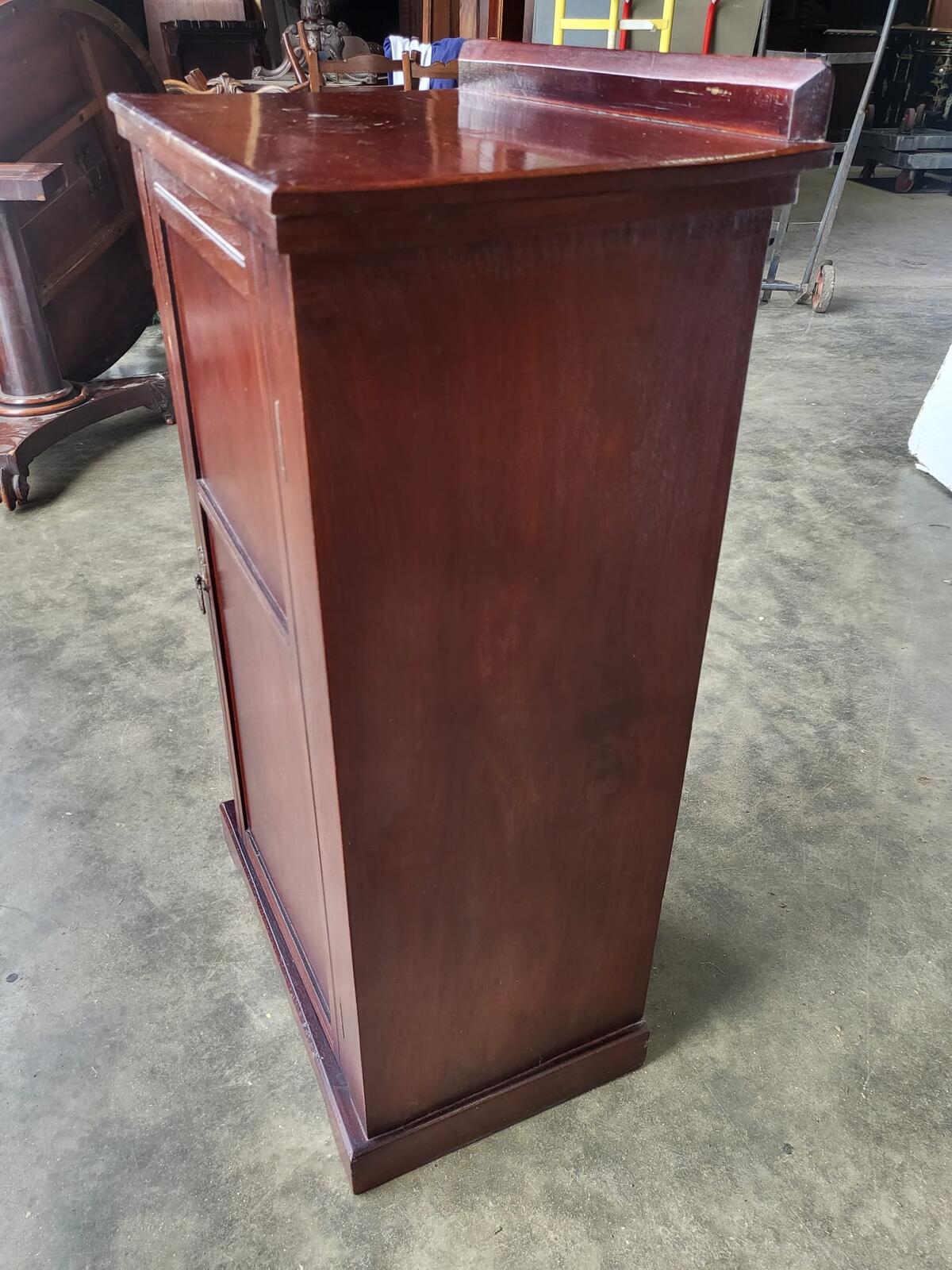 Antique tall small side end 1x door cabinet 5 shelves