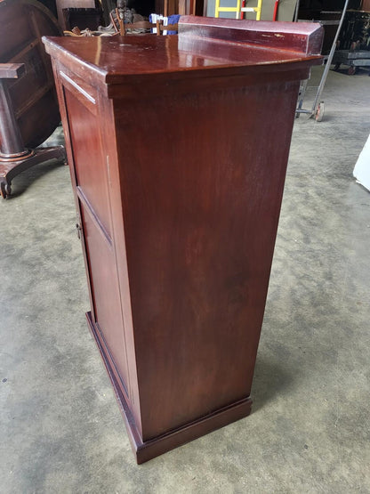 Antique tall small side end 1x door cabinet 5 shelves
