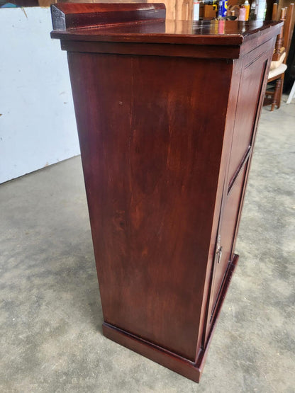 Antique tall small side end 1x door cabinet 5 shelves