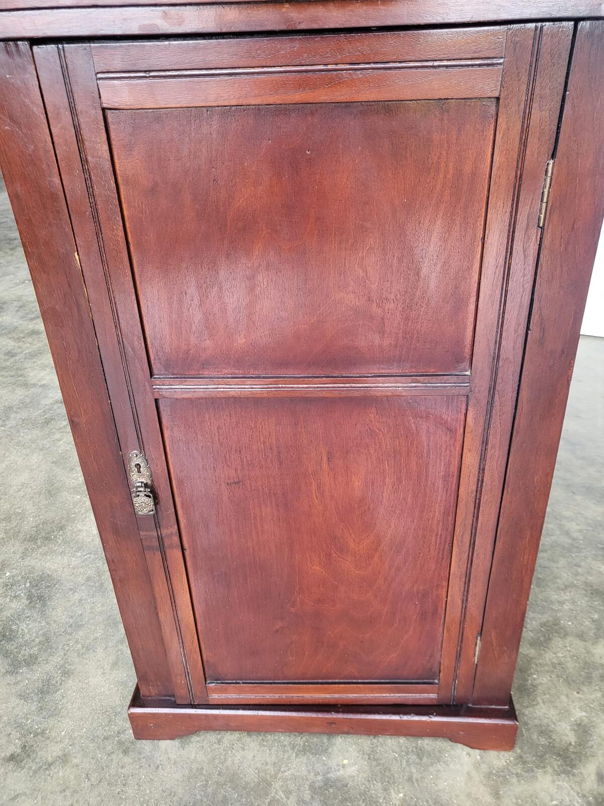 Antique tall small side end 1x door cabinet 5 shelves