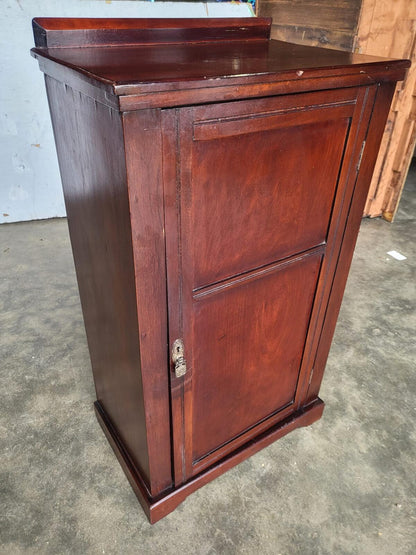 Antique tall small side end 1x door cabinet 5 shelves
