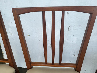 4 teak 70's square back dining chairs cream leather ?