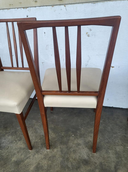 4 teak 70's square back dining chairs cream leather ?