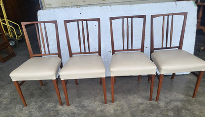 4 teak 70's square back dining chairs cream leather ?