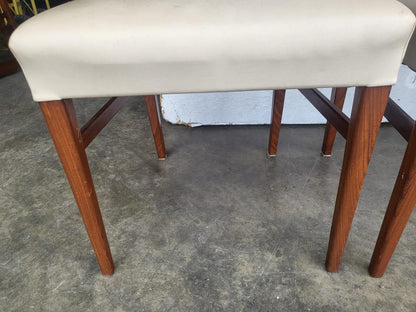 4 teak 70's square back dining chairs cream leather ?