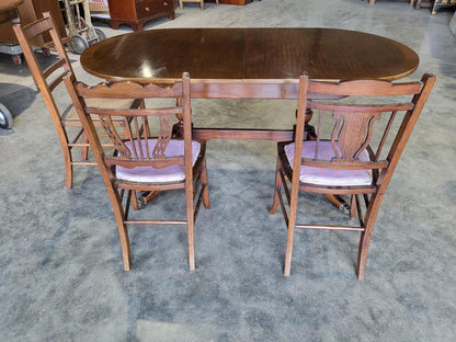 Twin pedestal extending D end dining table seat 8