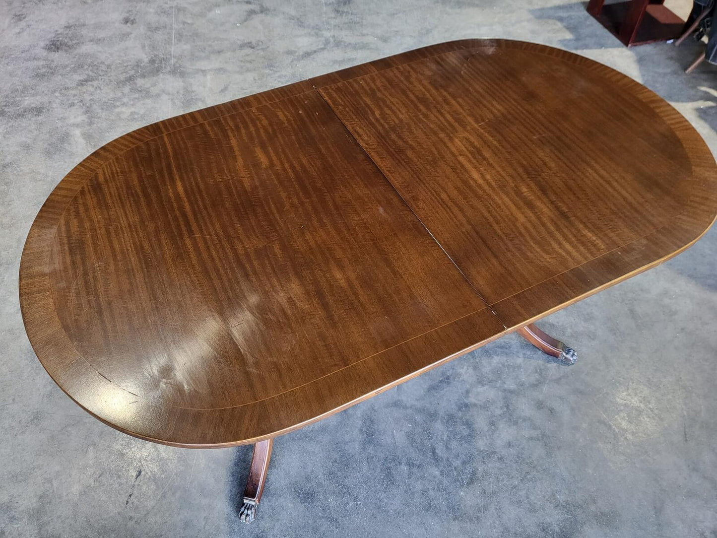 Twin pedestal extending D end dining table seat 8