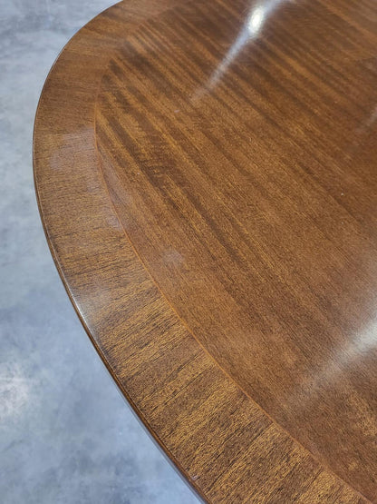 Twin pedestal extending D end dining table seat 8