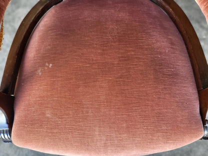 Antique upholstered bedroom tub arm chair legs castors