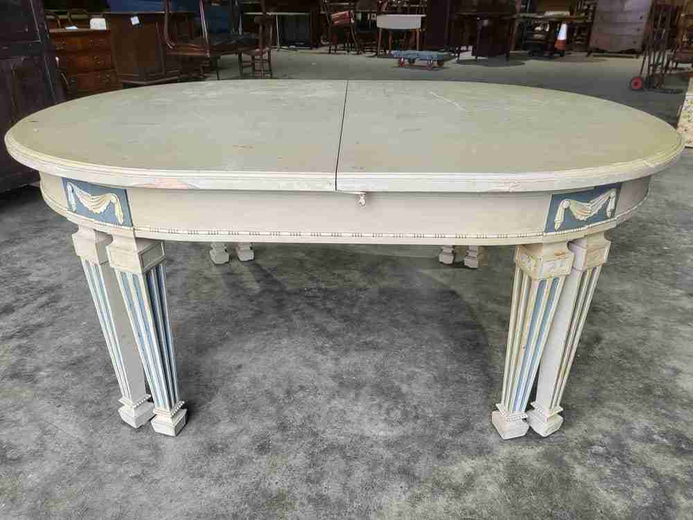 Vintage 20thC very large 26' long painted empire style D end dining table