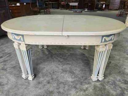 Vintage 20thC very large 26' long painted empire style D end dining table
