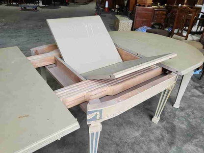 Vintage 20thC very large 26' long painted empire style D end dining table