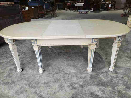 Vintage 20thC very large 26' long painted empire style D end dining table