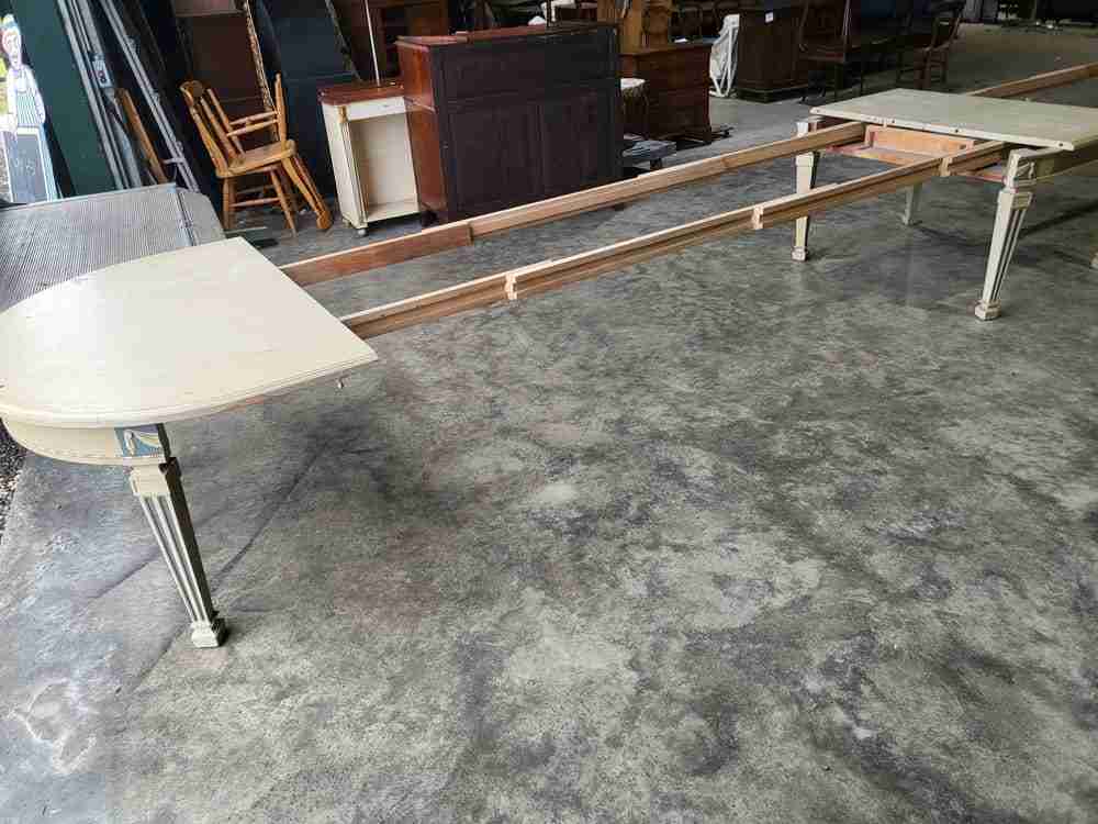Vintage 20thC very large 26' long painted empire style D end dining table