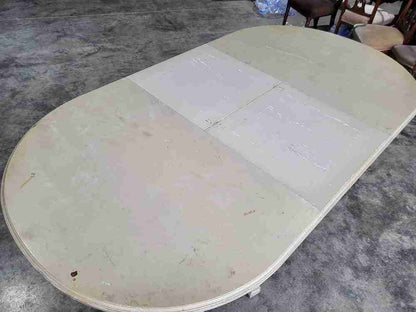 Vintage 20thC very large 26' long painted empire style D end dining table
