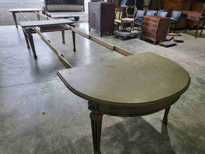 Vintage 20thC very large 26' long painted empire style D end dining table