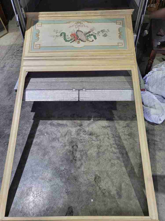 20thC very large 10' 5" H French painted room panel door frame fire surround