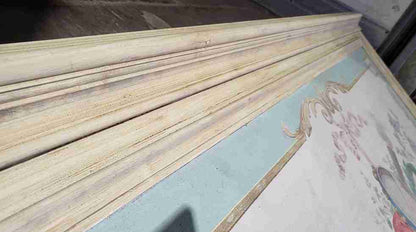 20thC very large 10' 5" H French painted room panel door frame fire surround