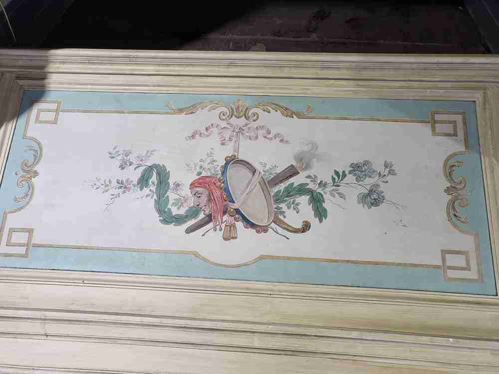 20thC very large 10' 5" H French painted room panel door frame fire surround