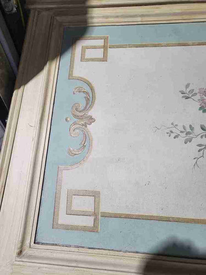 20thC very large 10' 5" H French painted room panel door frame fire surround
