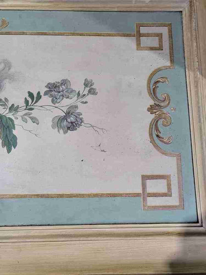 20thC very large 10' 5" H French painted room panel door frame fire surround