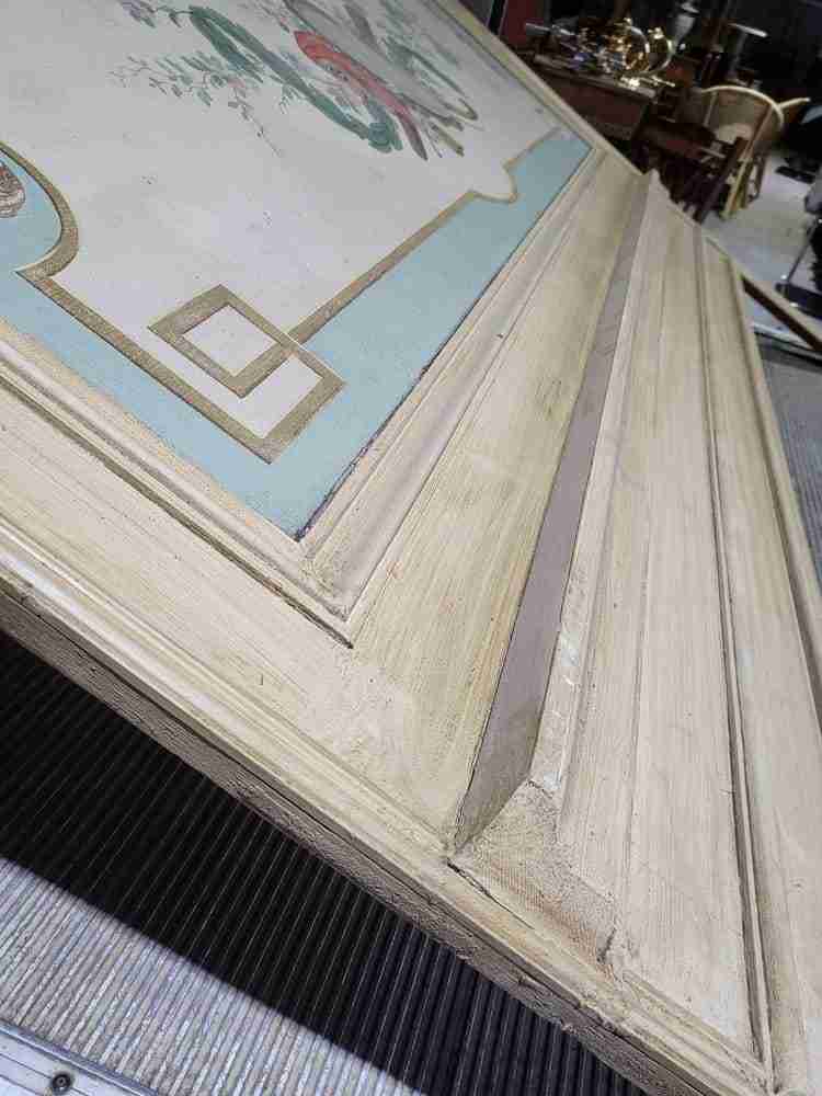 20thC very large 10' 5" H French painted room panel door frame fire surround