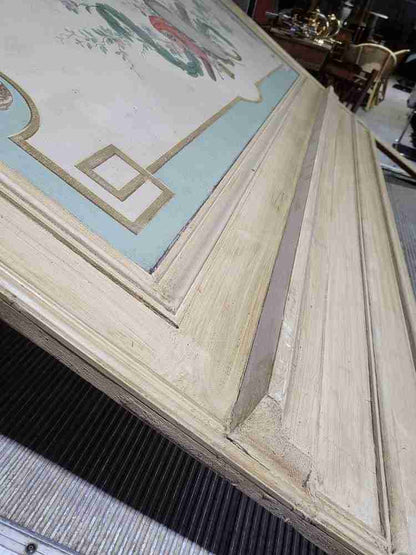 20thC very large 10' 5" H French painted room panel door frame fire surround
