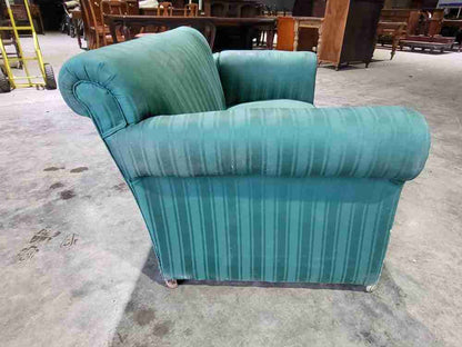 Antique Victorian small Drop side sofa green fabric castors day bed