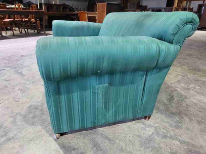 Antique Victorian small Drop side sofa green fabric castors day bed