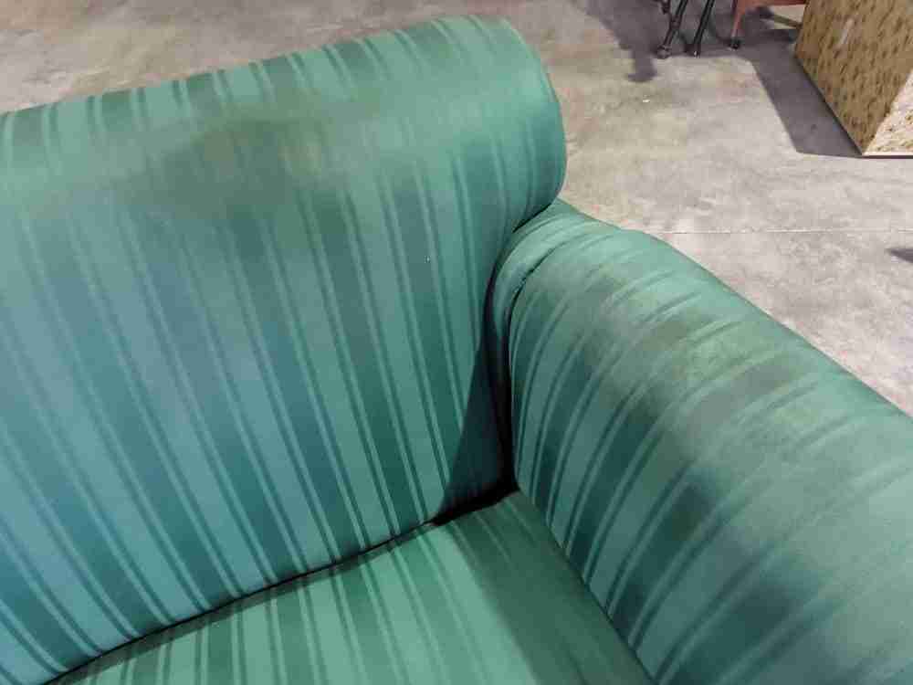Antique Victorian small Drop side sofa green fabric castors day bed