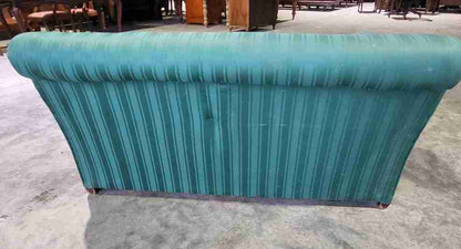 Antique Victorian small Drop side sofa green fabric castors day bed