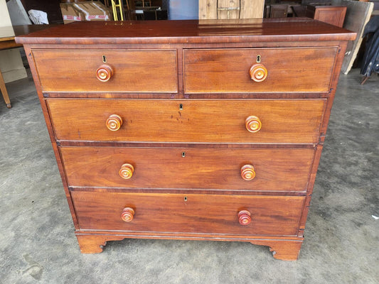 Antique Victorian 2 over 3 chest of drawers bracket feet