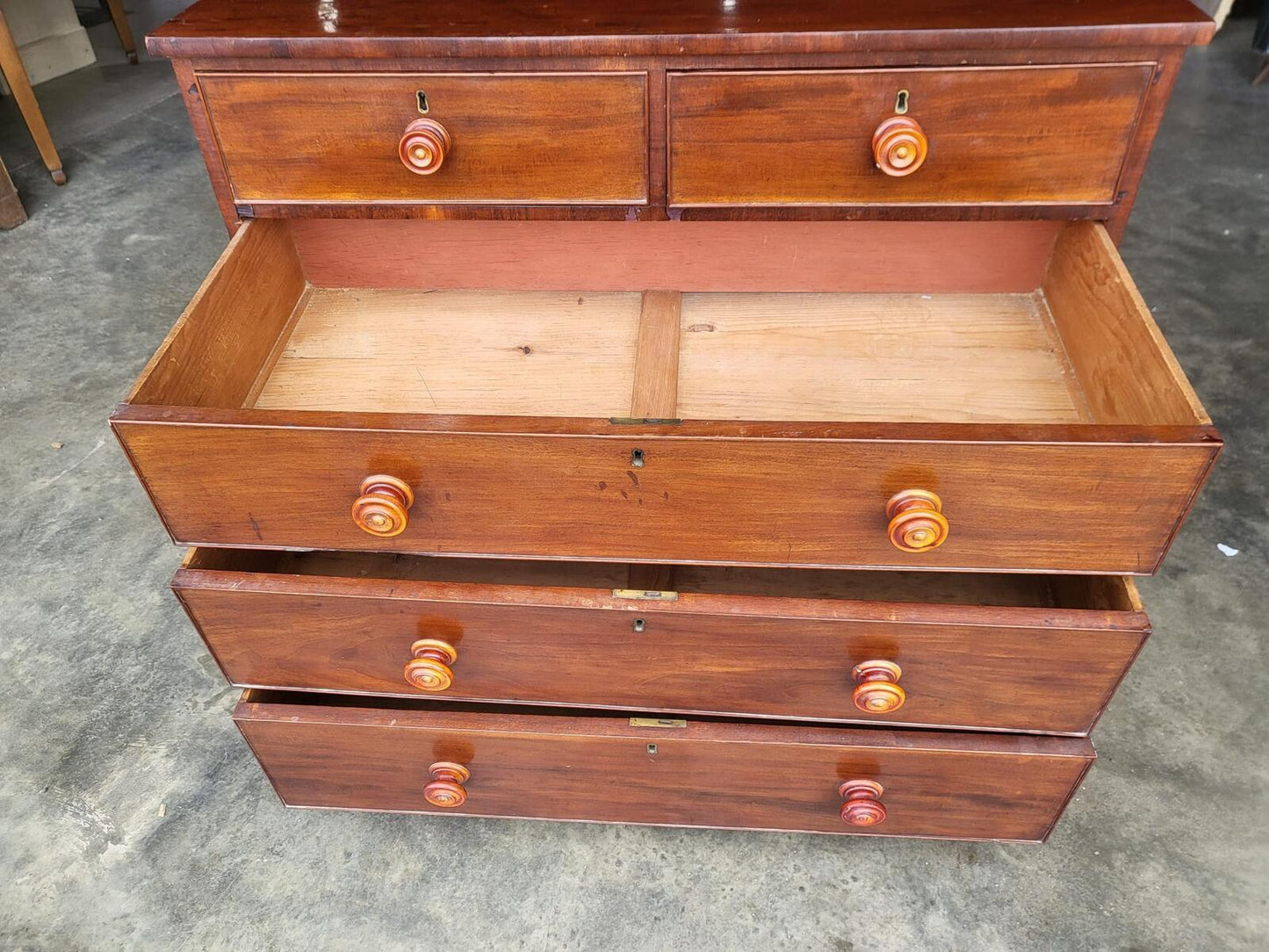 Antique Victorian 2 over 3 chest of drawers bracket feet