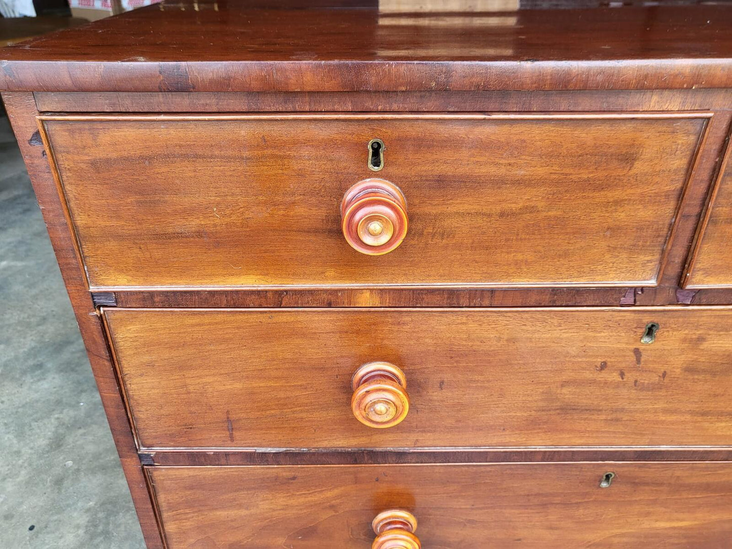Antique Victorian 2 over 3 chest of drawers bracket feet