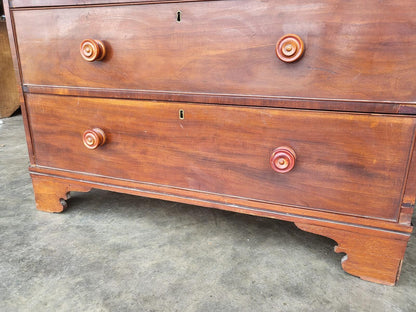 Antique Victorian 2 over 3 chest of drawers bracket feet