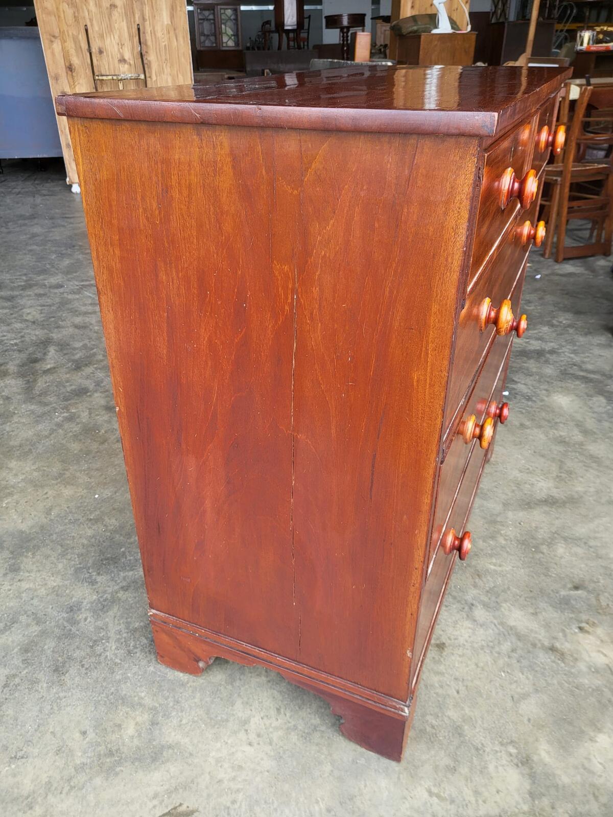 Antique Victorian 2 over 3 chest of drawers bracket feet