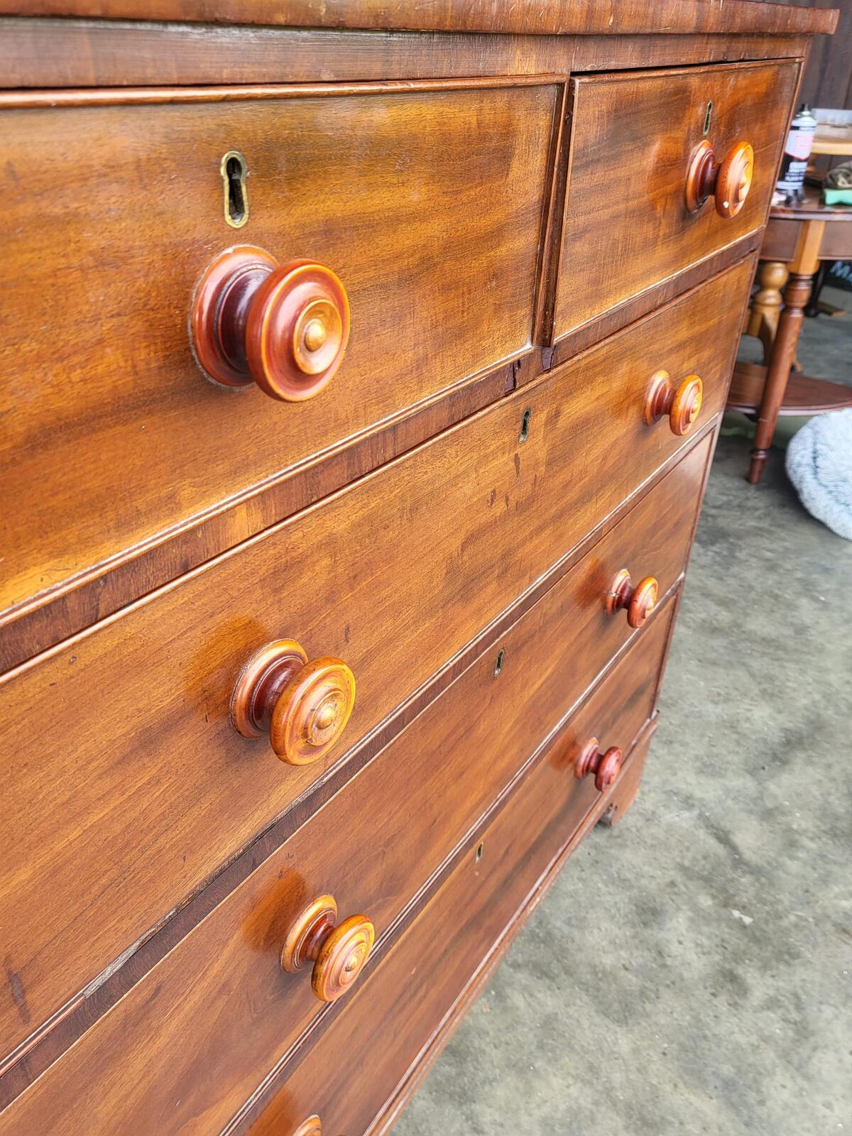 Antique Victorian 2 over 3 chest of drawers bracket feet
