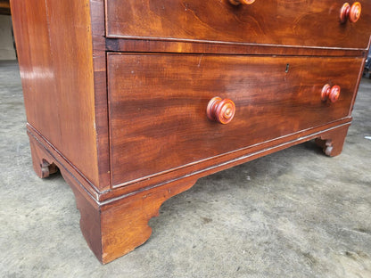 Antique Victorian 2 over 3 chest of drawers bracket feet
