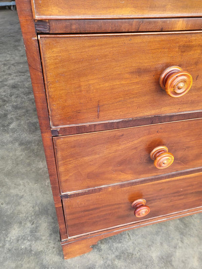 Antique Victorian 2 over 3 chest of drawers bracket feet