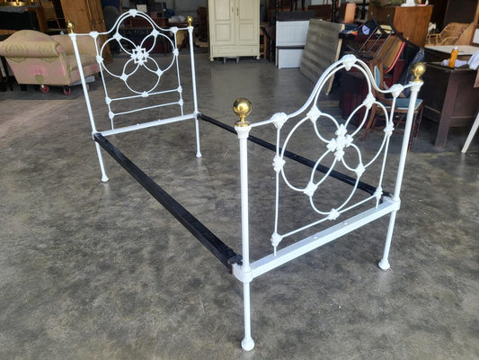 Antique Victorian single cast iron bed bedroom