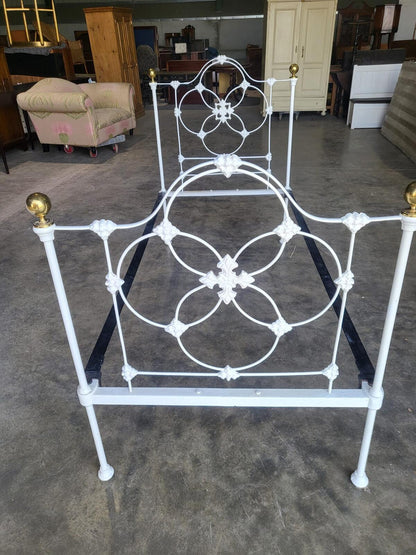 Antique Victorian single cast iron bed bedroom