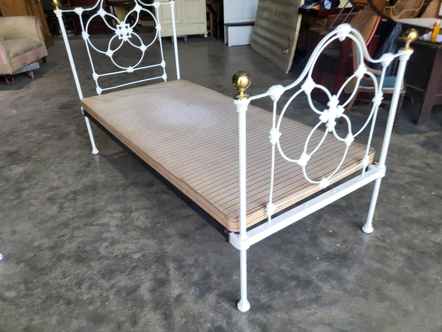 Antique Victorian single cast iron bed bedroom