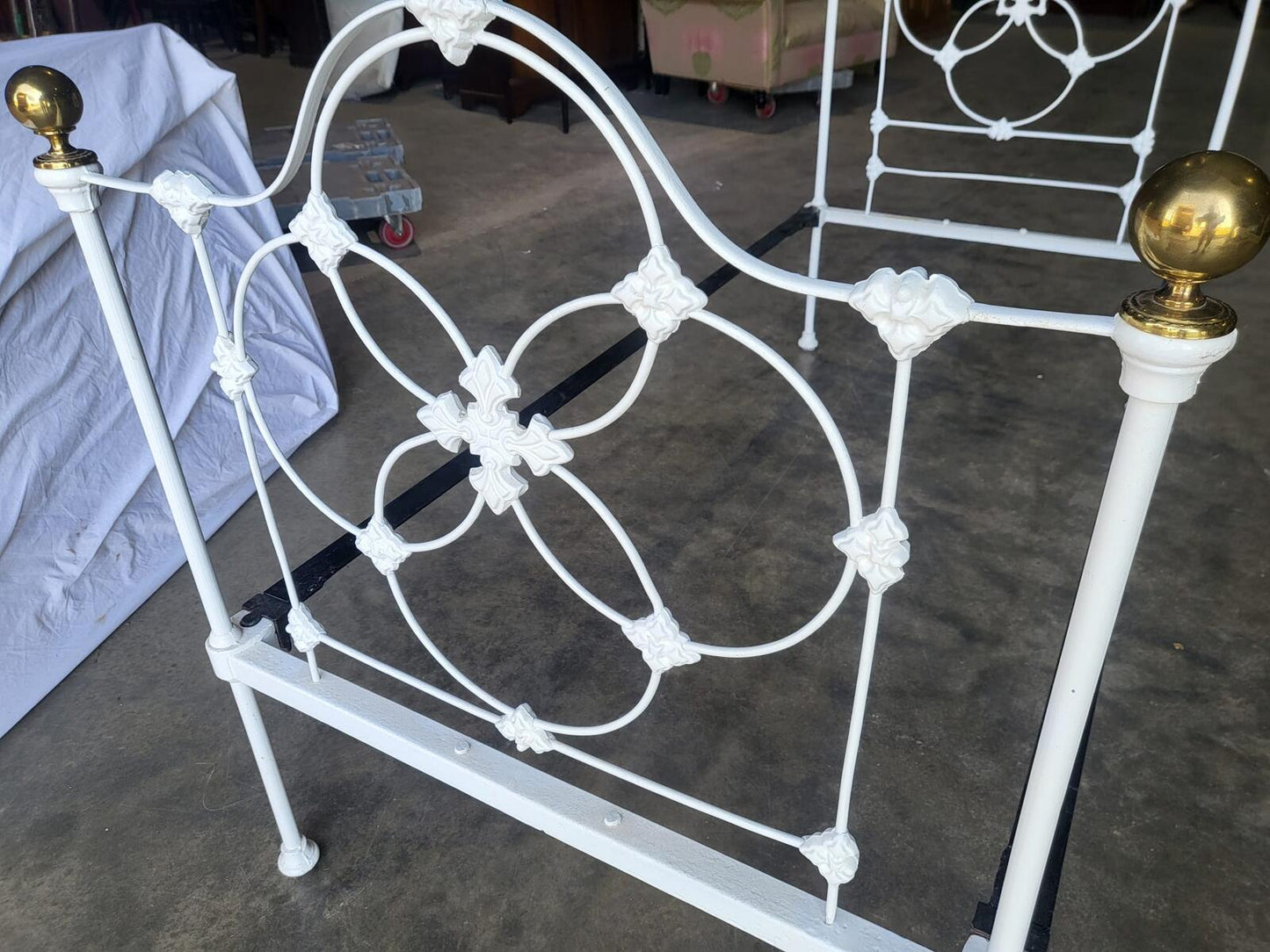 Antique Victorian single cast iron bed bedroom
