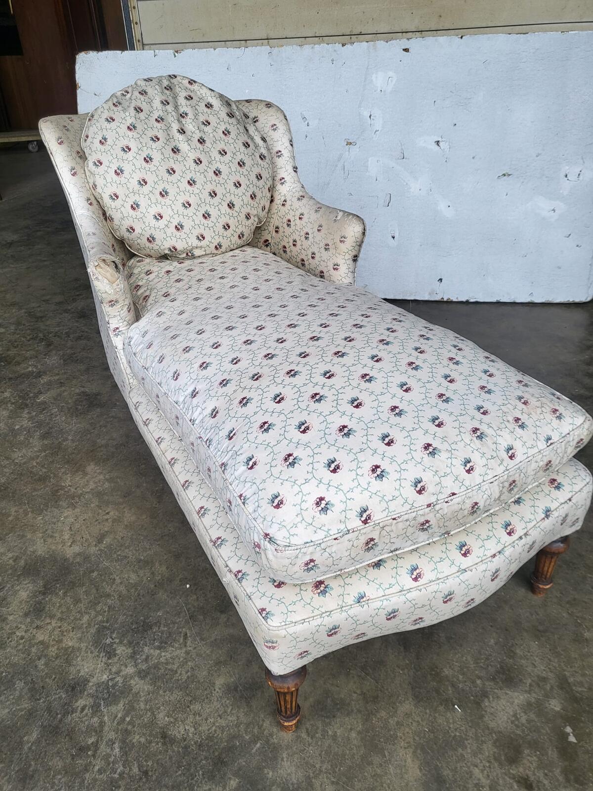 Antique Victorian chaise longue lounge chair feather cushions