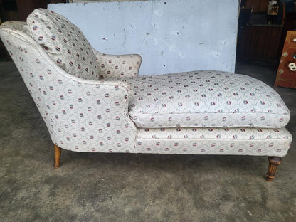 Antique Victorian chaise longue lounge chair feather cushions
