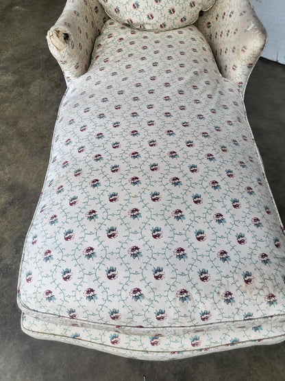 Antique Victorian chaise longue lounge chair feather cushions
